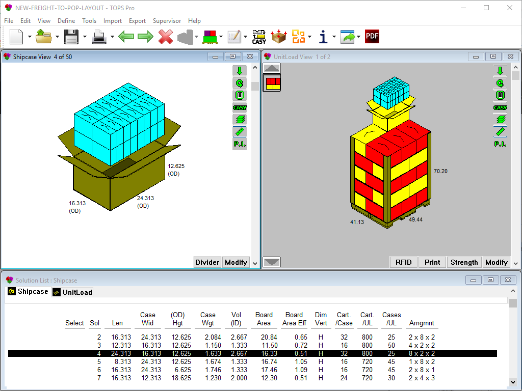 software tops configurar el diseno de la paleta